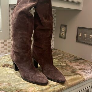 VINCE Chocolate Brown Suede Knee High Slouchy Boots 9.5, worn once